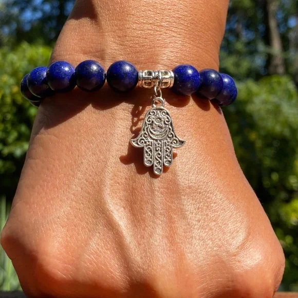 Stunning Elegance: Handmade Beaded Blue Lapis Bracelet - Picture 5 of 5